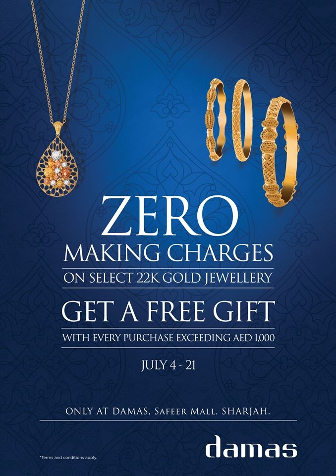 Damas Zero Making Charges Offers on Selected 22K Jewellery